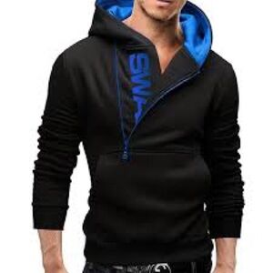 SWAG Black Half Zip Hoodie 3X Blue Logo Pullover Sweatshirt